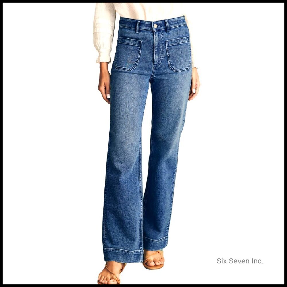 Wide Leg High Waisted Stretchy Straight Jeans Loose Trendy Denim Pants